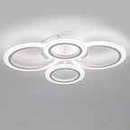 1pc 8 Rings Large Modern LED Ceiling Light with Remote Control with 3pc Small White 4 Rings Ceiling Light Fixture, 3000-6000K Color Temperature Adjustable and Brightness Dimmable
