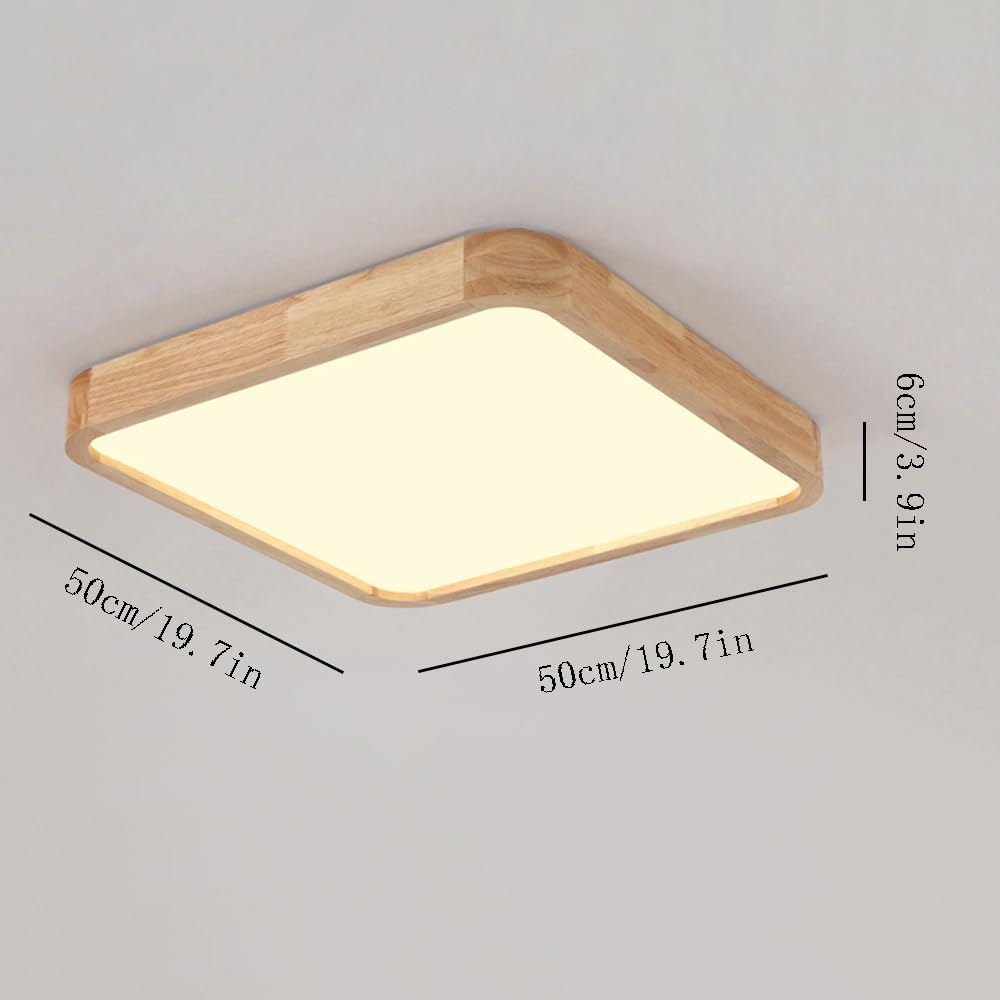 Ultra-thin Solid Wood Ceiling Lamp, LED Smart Master Bedroom Ceiling Lights, 3000-6000K Dimmable Lighting Fixture, Modern Nordic Living Room Balcony Close To Ceiling Light, For Office, Hallw