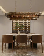 Chandelier, Classic Long Large Glass Chandelier Lighting Home Decoration Living Room Lustres(Warm Light,L140cm)