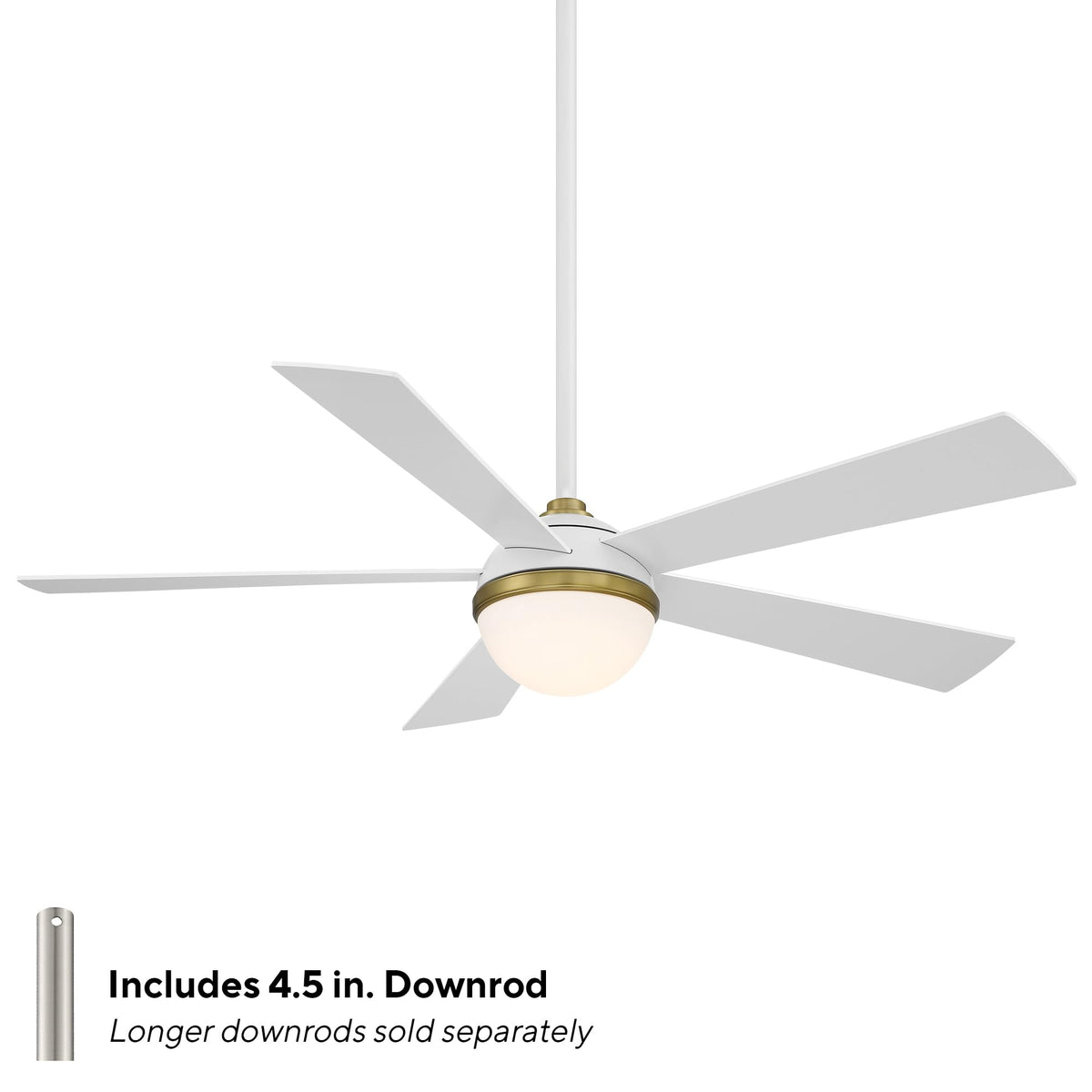 WAC Lighting Eclipse 5-Blade Aluminum Smart Ceiling Fan in Brass/Matte White