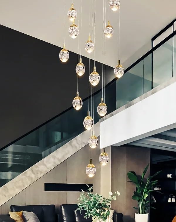 Chandelier, Hardware Chandelier Modern Luxury Hotel Home Crystal Straight Shape Pendant Light(25lights D600 H5000)