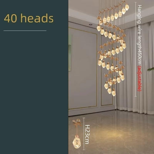 Chandelier Light, Modern Luxury Crystal Pendant Light Villa Ceiling Chandelier Living Room Stair Hanging Lamp Indoor Multi Head Led Lamps(40 Heads,Cool White)
