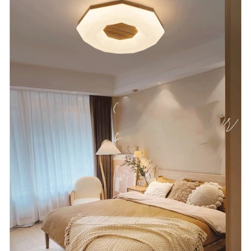 Acrylic Round Walnut Color Ceiling Lamps Flush Mount Lighting LED Light Source Three Dimmable for Living Room Dining Bedroom Study(55 * 8cm)