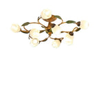 Vintage Flush Mount Ceiling Light Glass Shade Chandelier Antique Iron Metal Fixture,Practical