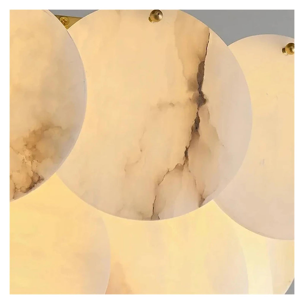 Round Alabaster Layered Chandelier Multi Disc Pendant Light ,Fresh