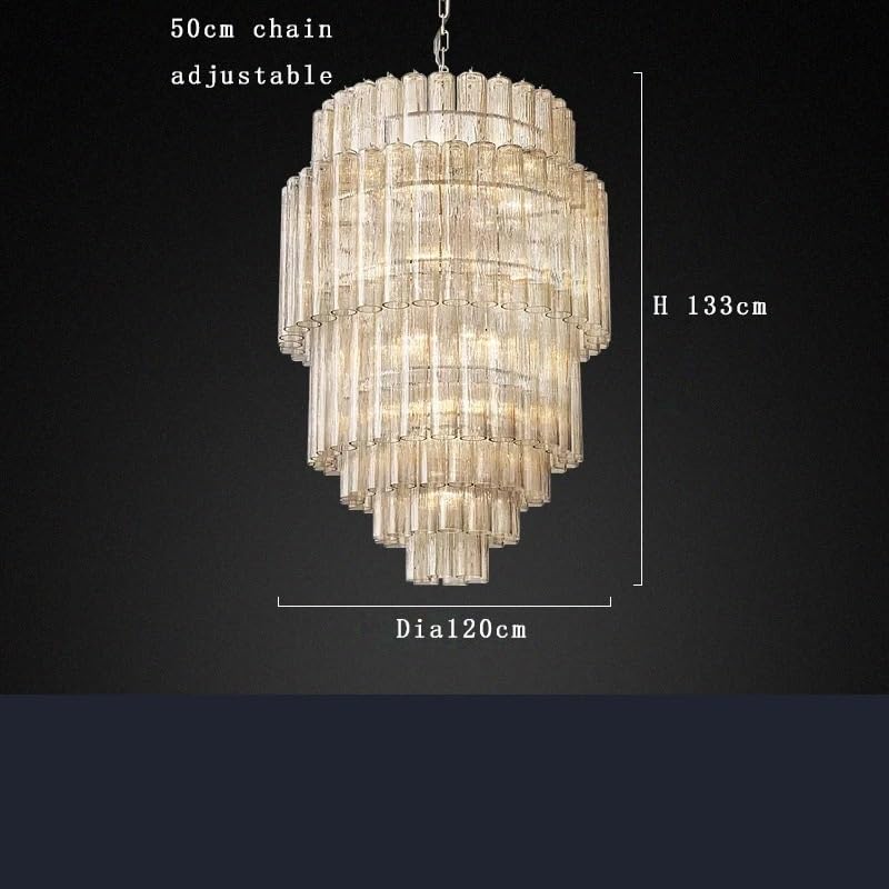 Ceiling Pendant Light, Villa Duplex Loft Large Glass Tube Chandeliers Decoration Foyer Two-Story Room Big Hanging Lamp Luxury Lamps(Dimmable,60x100cm)