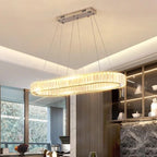 Nordic Modern Luxury K9 Crystal Chandelier Villa Gold Ceiling LED Steel Plate Living Room Minimalist Lighting Fixture(D 80m,White Light)