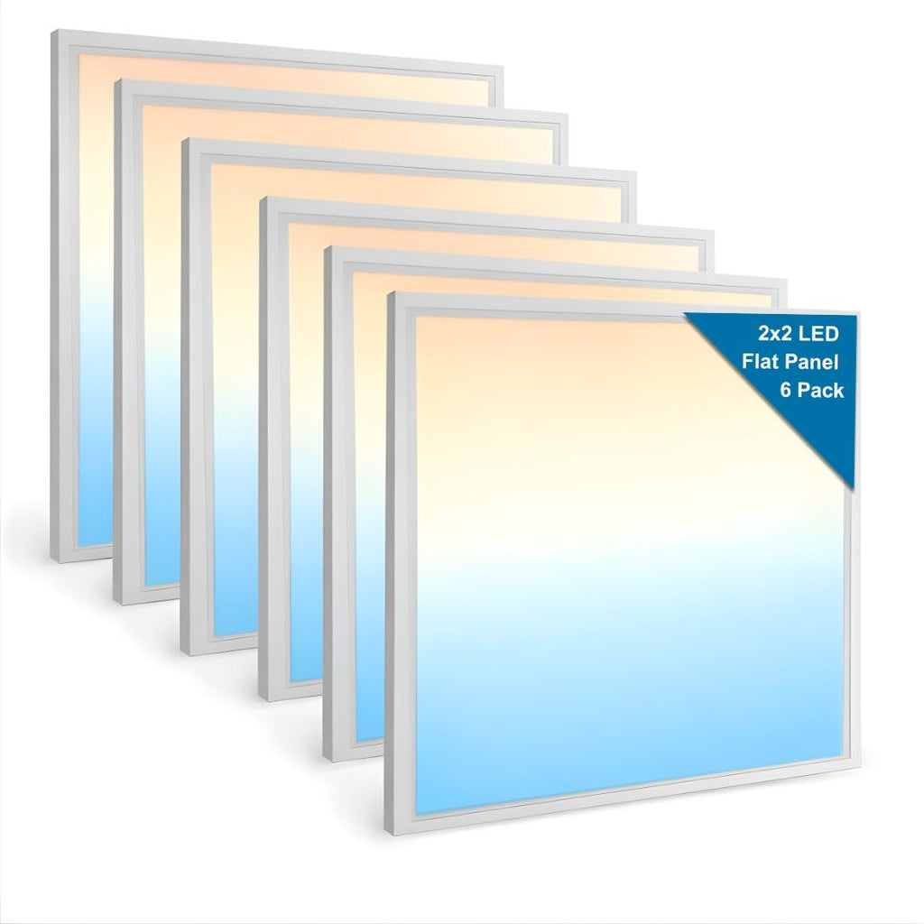 2x4 LED Flat Panel Light – LED Panel Flat Ceiling Light, Dimmable Flicker-Free 2x4 Ceiling Light for Drop Ceilings with Color & Wattage Selectable (Pack of 12)