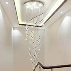 Ceiling Pendant Light, Crystal Ball Pendant Light Spiral Staircase Ceiling Chandeliers Modern Home LED Lighting Fixture Luxury Hanging Lamp(Neutral Light,Dia80xH250cm)