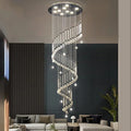 Ceiling Pendant Light, Crystal Ball Pendant Light Spiral Staircase Ceiling Chandeliers Modern Home LED Lighting Fixture Luxury Hanging Lamp(Neutral Light,Dia80xH250cm)