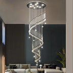 Ceiling Pendant Light, Crystal Ball Pendant Light Spiral Staircase Ceiling Chandeliers Modern Home LED Lighting Fixture Luxury Hanging Lamp(Neutral Light,Dia80xH250cm)