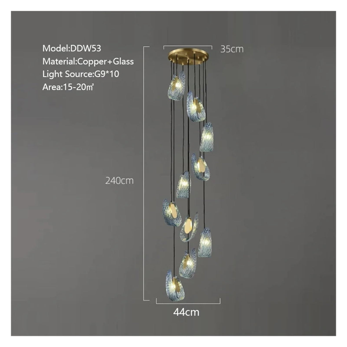Modern LED Blue Peacock Leaf Glass Designer Hanging Lamps Copper Lustre Ceiling Chandeliers Lighting Suspension Luminaire Lampen Versatile Use