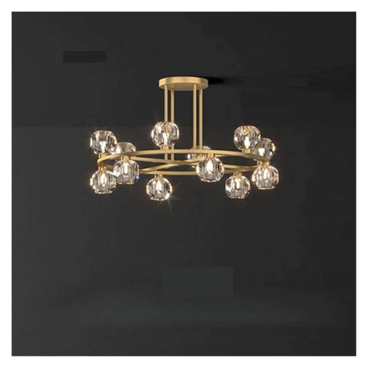 Artistic Round Black Gold Crystal LED Designer Stainless Steel Lustre Lamparas De Techo Ceiling Lights.Ceiling Lamp for Foyer,Beautiful