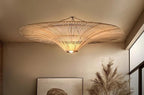 Pendant Lamp Living Room Ceiling Hanging Bedroom Restaurant Rattan Chandelier(D150CM,Warm Light)