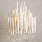 Chandelier, Dense Creative Bohemian Style Wood Art Chandelier Restaurant Lighting Design Model Room Clothing Store Soft Decoration(Neutral Light,White_D70XH80CM)