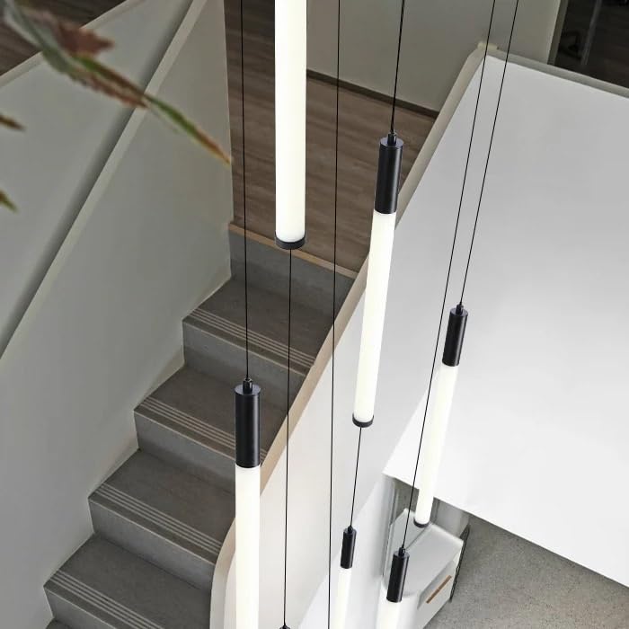 Modern Led Chandeliers Villa Stair Duplex Loft Pendent Light Long Chandelier Stairs Pendant(48 Heads,Warm Light)