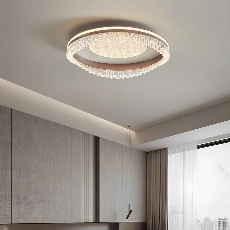 Acrylic Carmine Red Round Ceiling Light Italian Style Living Room Lighting LED Three Color Dimmable for Bedroom Study Dining Villa Tea Lamps