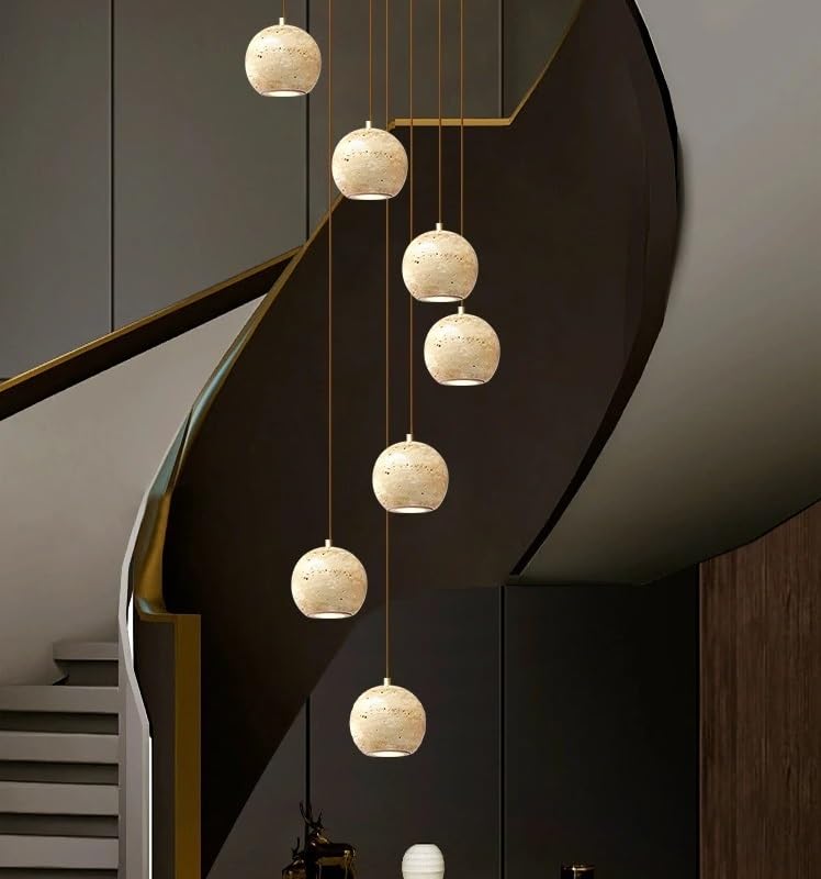 Chandelier, LED Nordic Staircase Chandelier Modern Stairs Hanging Lamp Living Room Villa Loft Pendant Lighting(18 Heads,Warm White)