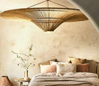Pendant Lamp Living Room Ceiling Hanging Bedroom Restaurant Rattan Chandelier(D150CM,Warm Light)
