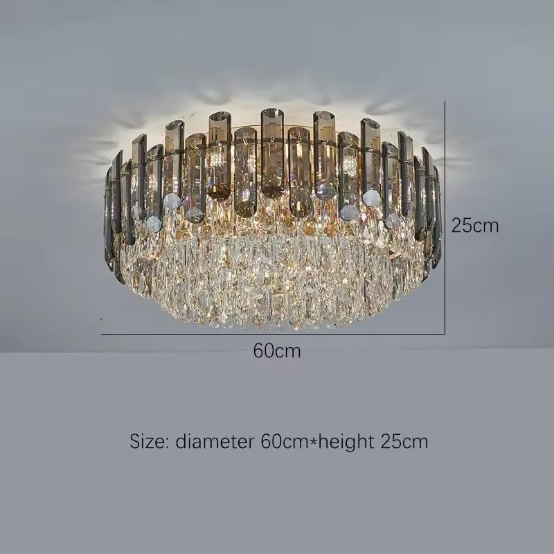 Pendant Lights, Nordic LED Crystal Ceiling Chandeliers Gold Luxury Lighting Dining Living Room Bedroom Island Light Indoor Hanging Lamp(60cm Ceiling)