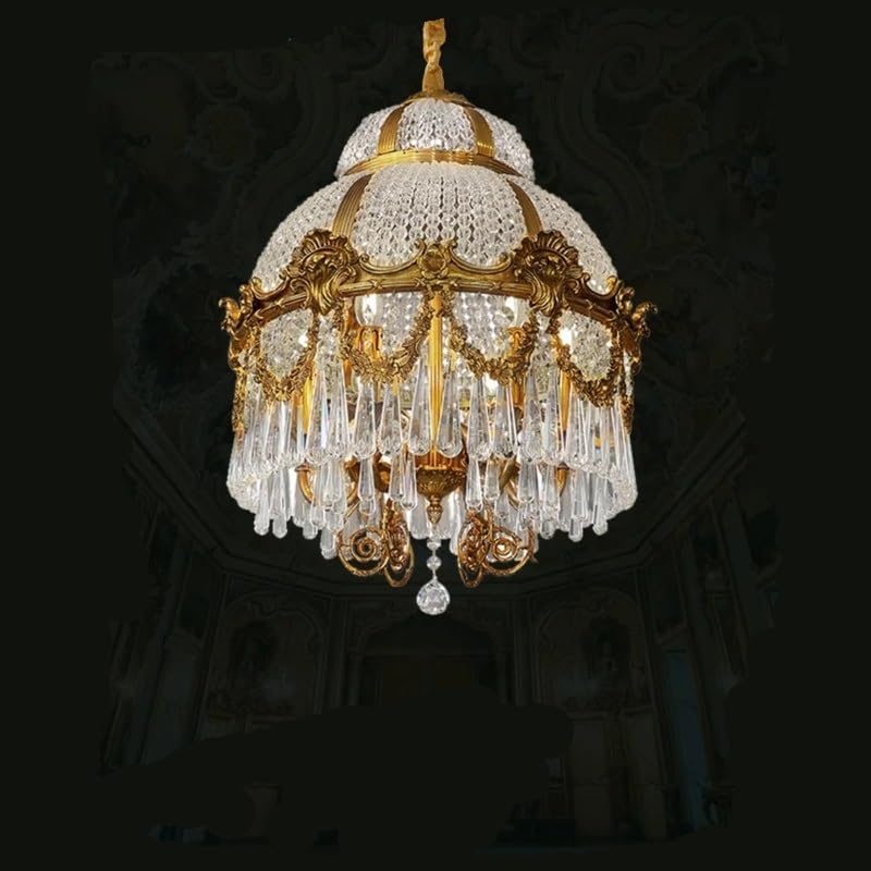 Chandelier, European Style Copper Crystal Chandelier Living Study Bedroom Hotel Restaurant Lobby Decorative Pendent Light