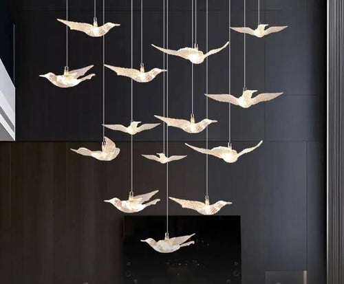Chandelier Light, Pendant Light Hotel Lobby Irregular Creative Crystal Chandelier Duplex Loft Hanging Lights(L200CM,Neutral Light)
