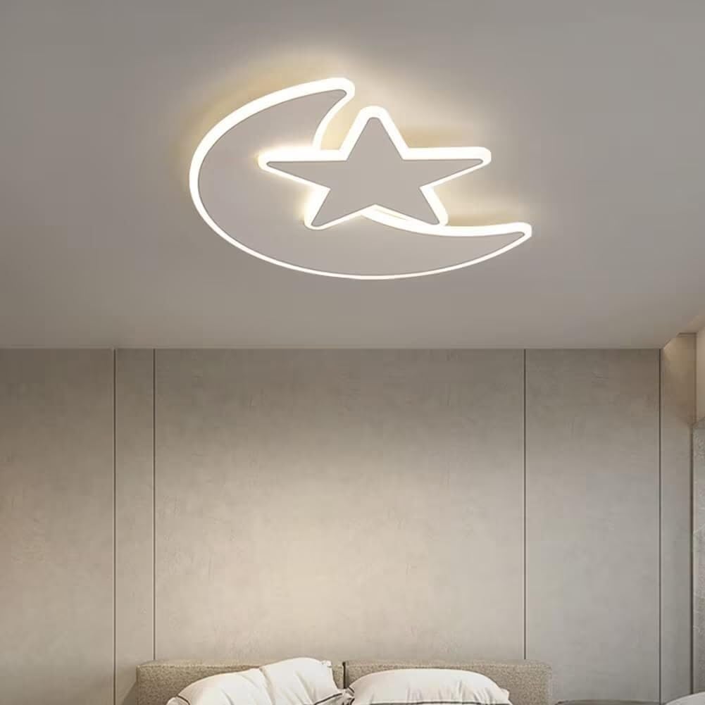 50CM Moon Star Ceiling Light 41W Dimmable Acrylic Flush Mount with Remote for Bedroom Living Room(Stepless dimming+Remote Control)