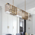 Ceiling Pendant Light, Modern Creative Crystal LED Chandelier for Living Rooms Bedroom Stairskitchens Designer Lighting Fixture Glossy Hanging(Warm White,L150cm Acrylic Shade)
