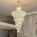 Ceiling Pendant Light, Modern Luxury Revolving Staircase Lamp for Villa Duplex Floor Open-Plan Living Room Ceiling High-end Crystal(D80CM H160CM,Warm Light)