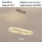 Nordic Modern Luxury K9 Crystal Chandelier Villa Gold Ceiling LED Steel Plate Living Room Minimalist Lighting Fixture(D 60m,Warm Light)