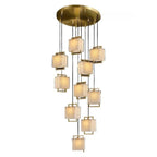 Marble Chandelier Round Rectangle Pendant(Neutral Light 10 Light)