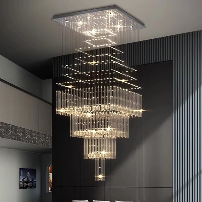 Modern Home Decoration Lamps for Living Room Smart Crystal Pendant Lights Dining Indoor Lighting, Chandeliers(3 Color Light,D 90cm)