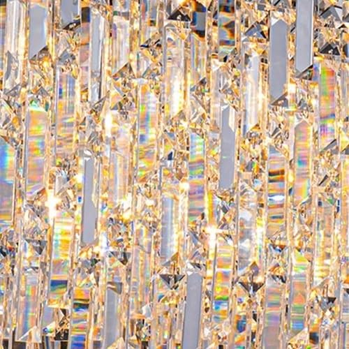 Modern Luxury Crystal Chandelier Living Room Dining Rectangle Kitchen Pendant Lamp Bedroom Round LED Lighting(Warm White,Dia95cm)