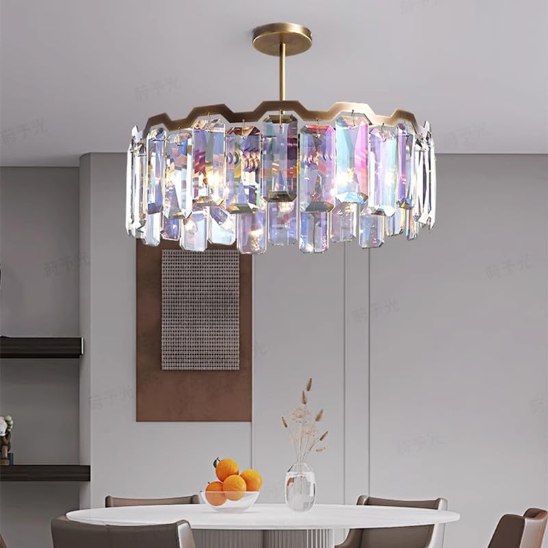 Modern Chandelier, Italian Luxury Colored Crystal LED Pendant Lamp Round Design Chandeliers for Living Dining Room Foyer Bedroom Art Lighting Decor(L150cm,White_Gold)