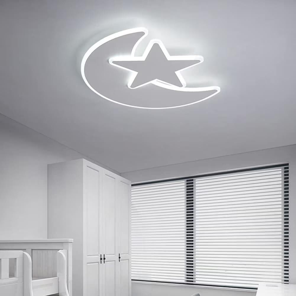 50CM Moon Star Ceiling Light 41W Dimmable Acrylic Flush Mount with Remote for Bedroom Living Room(Stepless dimming+Remote Control)