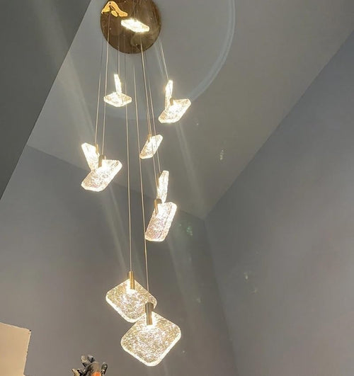 Chandelier, Modern Crystal Chandelier for Staircase Villa Lobby Gold Hanging Lamp for Foyer Hallway Cristal Home Decor Led Light(26 Head Chandelier,Black)