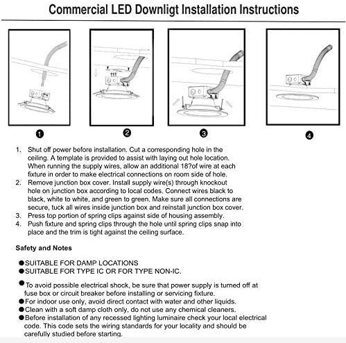 10 Pack LED 8-Inch Commercial-Grade Recessed Lighting Fixture 8 Inch Commercial Downlight 24W 30/40/50K Changeable Dimmable, 100-277V Hardwired Downlight, Indoor Ceiling Light, ETL