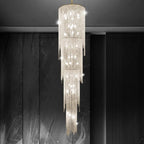 Ceiling Pendant Light, Indoor Hanging Pendant Lighting High Villa Ceiling Staircase Crystal Chandelier Living Room Tv Cabinet Hang Lamp Led(D32cm H300cm,White Light)