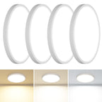 8PACK LED Flush Mount Ceiling Light Fixture, 3000K-4000K-6500K & 150W Equivalent Modern Kitchen Recessed Ceiling Lamp 24W 3200Lm 12Inch Closet Round Surface for Bathroom Laundry Bedroom Hallway