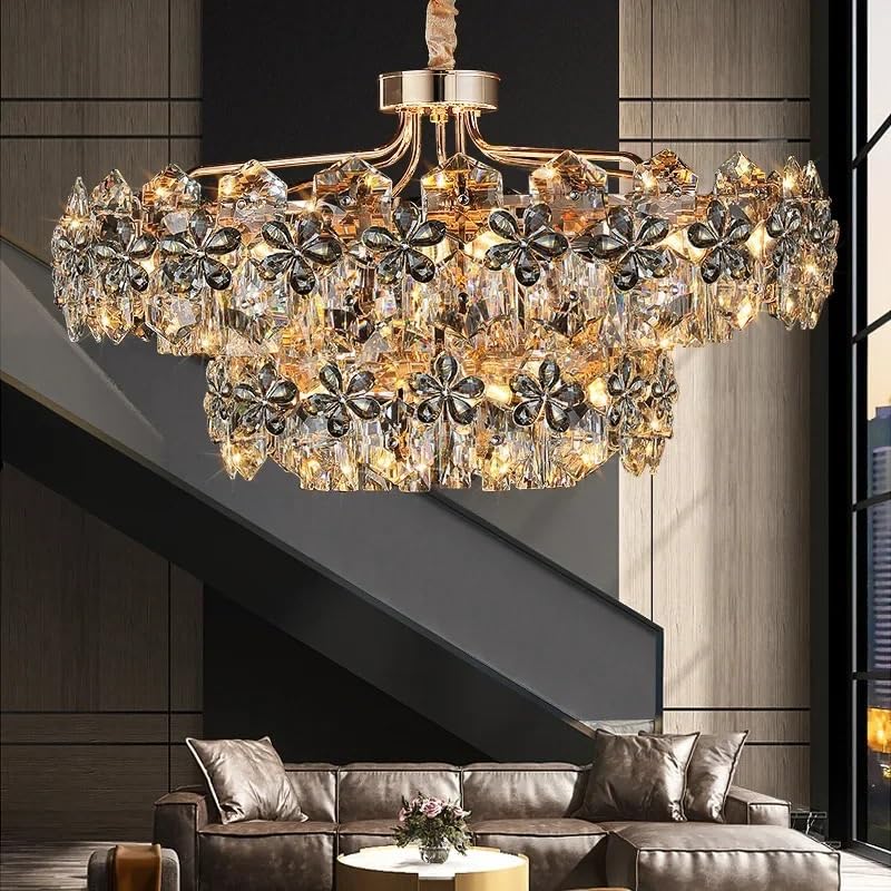Pendant Lights, Modern Crystal Chandelier Living Room Home Decor Items Ceiling Led Light Decoration Lighting Lamps Pendant(Double Layer 78CM,Changeable)
