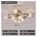 Vintage Flush Mount Ceiling Light Glass Shade Chandelier Antique Iron Metal Fixture,Practical