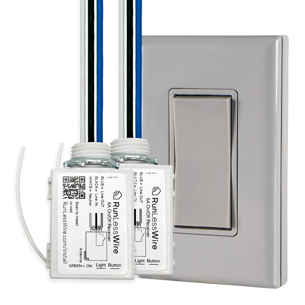 2 Fixture Battery-Free Wireless Light Switch Kit - Light Almond