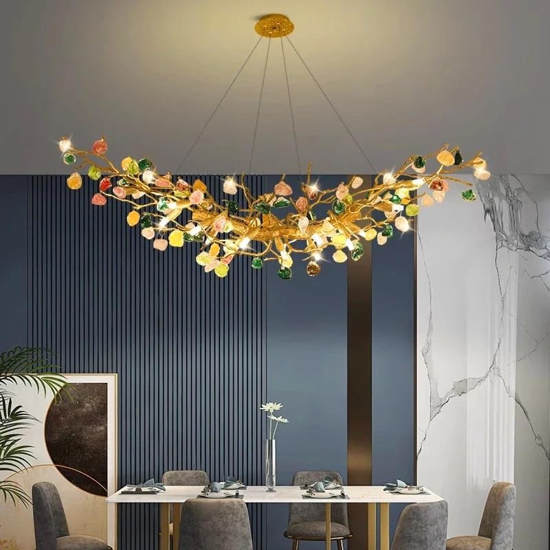 Nordic Home Decor Dining Room Pendant Crystal Lamp Lights Indoor Lighting Ceiling Hanging Light Chandelier Lamps for Living(Gold 15 Head,Dimming)