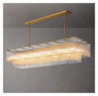 Nordic Glass Rectangle Ceiling Chandeliers Big Large Hanging Lights,Sleek