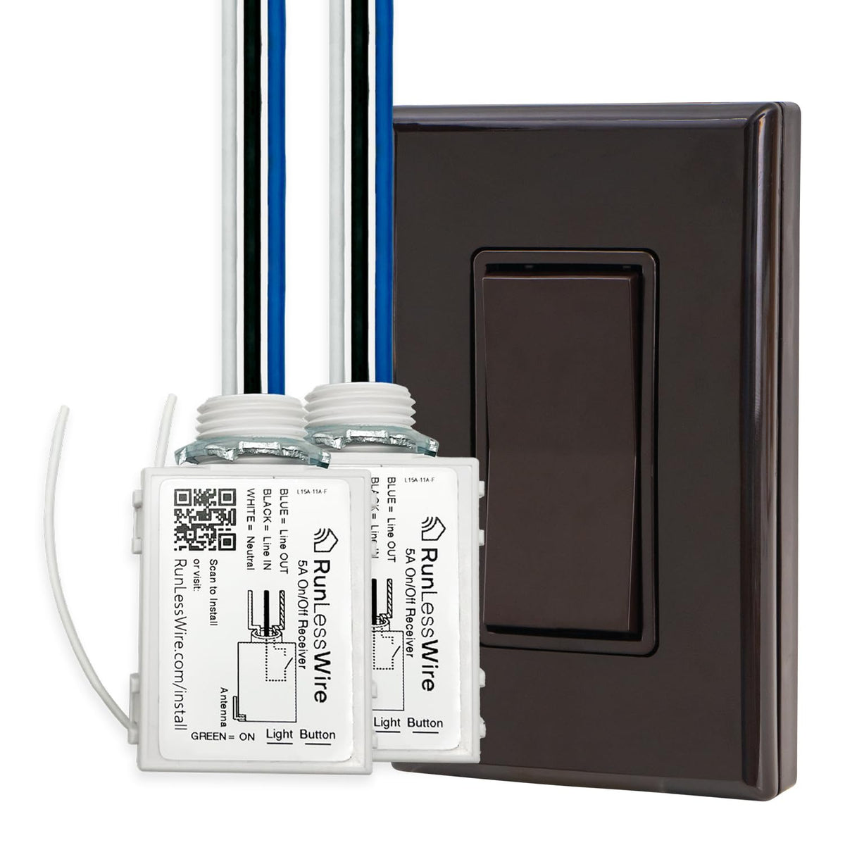 2 Fixture Battery-Free Wireless Light Switch Kit - Light Almond