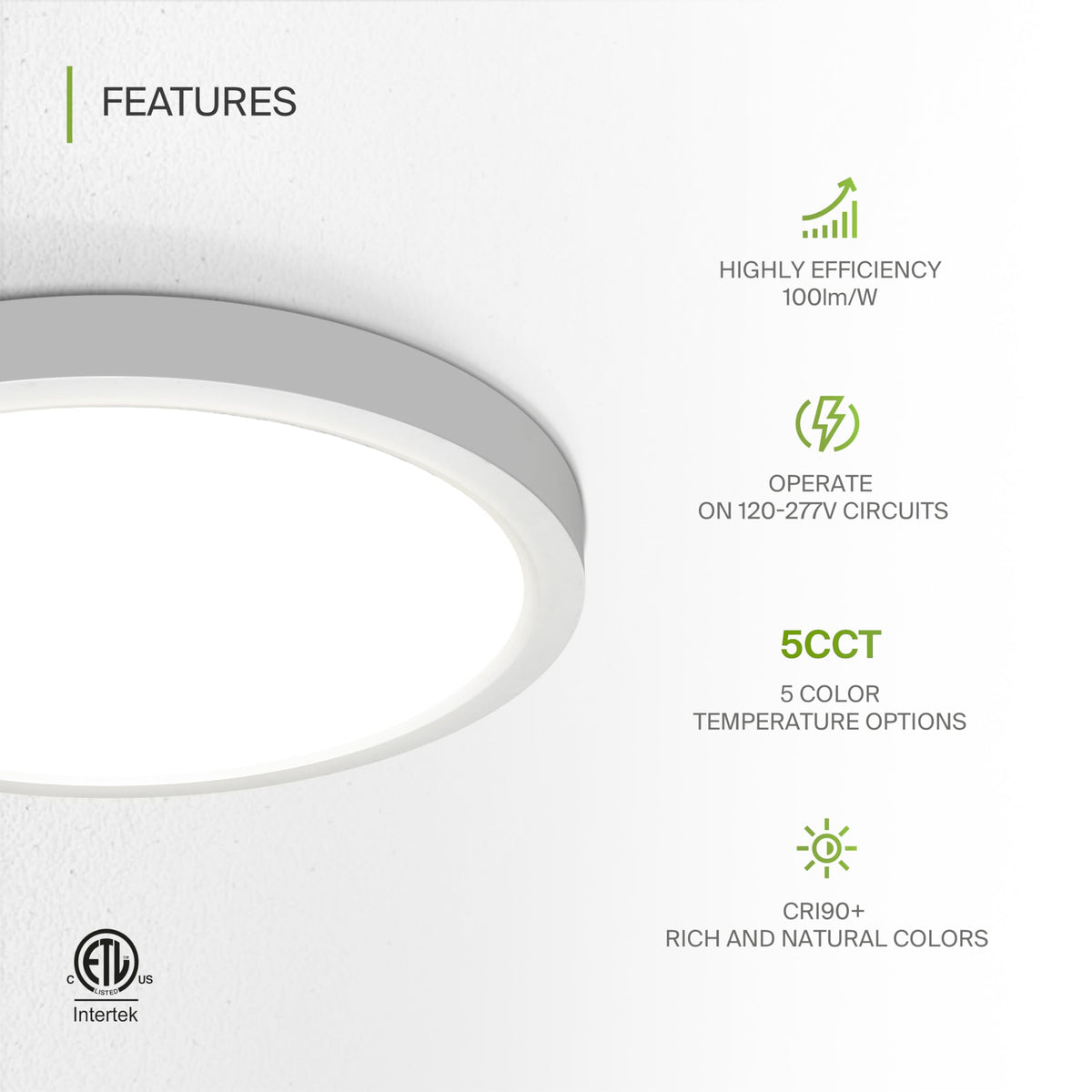 ASD 18" Round LED Flush Mount Ceiling Light 4-Pack | 5CCT, 277V | White