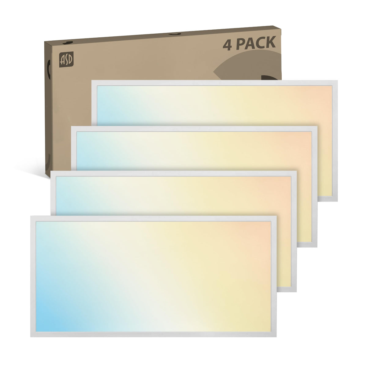 ASD 2x4 LED Flat Panel Light, 4000K (Bright White) UL DLC 2 Pack