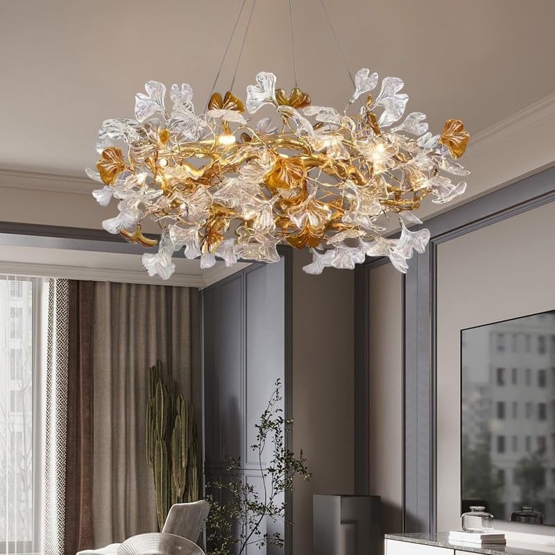 Ceiling Pendant Light, Modern Luxury Villa Branch Living Room Chandelier Duplex Designer Restaurant Island Decorative Lighting(Warm White,Dia80x H35CM)