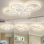 1pc 8 Rings Large Modern LED Ceiling Light with Remote Control with 3pc Small White 4 Rings Ceiling Light Fixture, 3000-6000K Color Temperature Adjustable and Brightness Dimmable