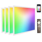 2x2 FT LED RGBW 5000K Multicolor Flat Panel Light Remote & App Controlled 40W 4400lm Color Changing LED Panel Light Smart Wi-Fi Drop Ceiling Light with Alexa/Google Assistant (4 Pack)